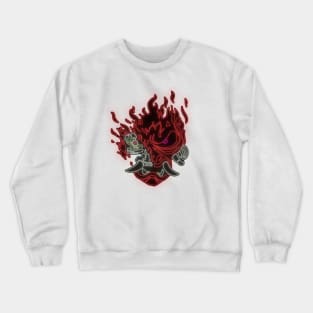 Red Neon Fire Samurai Skull Crewneck Sweatshirt